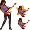 Rock star guitarist Indonesian girl cartoon style