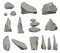 Rock stones. Graphite stone, coal and rocks pile for wall or mountain pebble. Gravel pebbles, gray stone heap cartoon