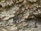Rock texture. Stone background. Gray-brown stone grunge background. Mountain close-up. Entrance to the cave.