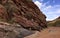 Rock wall and dry river bed pilbara region western australia