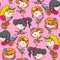 Rockabilly Girl Band Playing Guitar - Pink Color