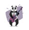 Rocker panda playing the guitar.