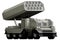 Rocket artillery, missile launcher with fictional design - isolated object on white background. 3d illustration