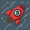 rocket bitcoin icon. crypto currency start up concept