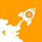 Rocket bitcoin icon going up. crypto currency start up concept