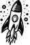 Rocket - black and white vector illustration