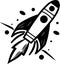 Rocket - black and white vector illustration