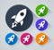 Rocket circle icons with shadow