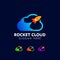 Rocket cloud logo design template. cloud rocket vector icon