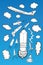 Rocket clouds and airplane illustrations