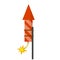 Rocket for fireworks. Firecracker and explosion. Cartoon flat illustration. Flying red object