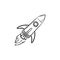 Rocket hand drawn outline doodle icon.