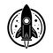 Rocket icon. Black spaceship icon isolated. Rocket launching sign