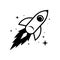 Rocket icon. Black spaceship icon isolated. Rocket launching sign