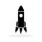 Rocket icon. Black spaceship icon isolated. Rocket launching sign