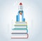 The rocket icon on books icon design vector illustration, education concepts