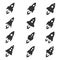 Rocket icon flat style set