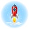 Rocket icon space, vector, illustration, fire, symbol, flame, cartoon,