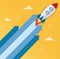 The rocket icon and yellow background, start up business concept illustration