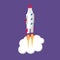 Rocket isometric, start up concept. Vector illustration