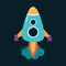 Rocket Launch as Space Adventure for Exploring Galaxy Vector Illustration