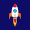 Rocket launch icon, rocketship flying in the space, vector, illustration