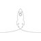 Rocket launch - one line drawing. Continuous line spaceship. Hand-drawn minimalist illustration of startup concept.