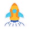 Rocket launch startup spaceship begin start single isolated icon with sticker outline cut style