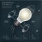 Rocket light bulb infographic elements on blackboard