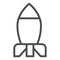 Rocket line icon. Bomb missile weapon or spaceship symbol, outline style pictogram on white background. Military or