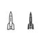 Rocket line and solid icon, transport symbol, space ship vector sign on white background, missile icon in outline style