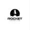 Rocket logo silhouette space satelite retro Design Vector Stock Illustration.