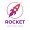 Rocket logo vector design template. Science, space, inventions, innovation minimalistic symbol.