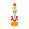 Rocket with lots of portholes icon, cartoon style