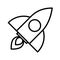 Rocket lunch outline vector icon illustration