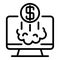 Rocket money loan icon, outline style