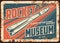 Rocket museum vector rusty plate, missile flight
