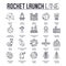 Rocket outline icons collection set. Industry linear symbol pack. Modern template of thin line icons, logo, symbols