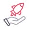 Rocket page glyph flat vector icon