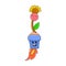 Rocket powered plant pots flying, doodle icon image kawaii