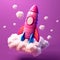 Rocket\\\'s Fantasia: Whimsical Soar amidst the Purple Magic