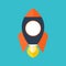 Rocket ship in a flat style.Vector illustration, Project startup