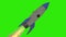 Rocket Ship Flying Through Space Animation. Green Screen Background