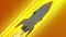 Rocket ship flying through space animation. Yellow diagonal anime speed lines. Space motion background