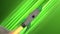 Rocket Ship Flying Through Space. Green Diagonal Anime Speed Lines. 3d illustration