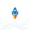 Rocket ship icon, start up background