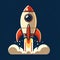 Rocket ship launching. Rocket ship is sleek and futuristic, flat design. Innovation and Progress