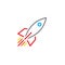 Rocket ship line icon, outline vector logo, linear pictogram