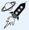 Rocket ship and planet saturn symbols