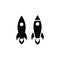Rocket or shuttle black isolated vector icon.